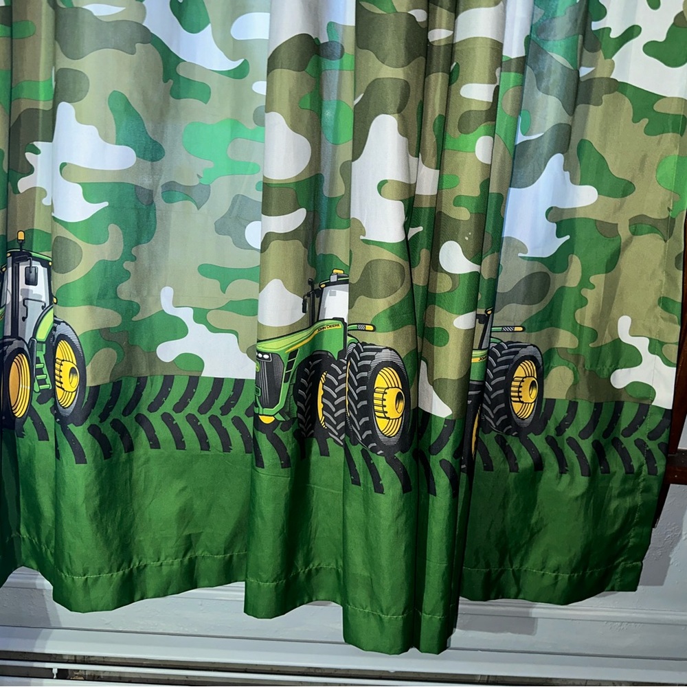 2 John Deere Window curtains with curtain holders and light switch cover